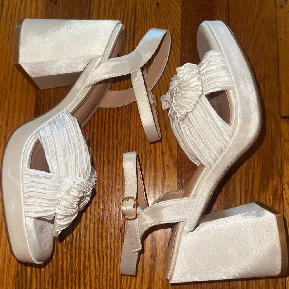 IDIFU Pleated Bow Platform Open Toe Chunky Heel Sandals - Picture 4 of 10